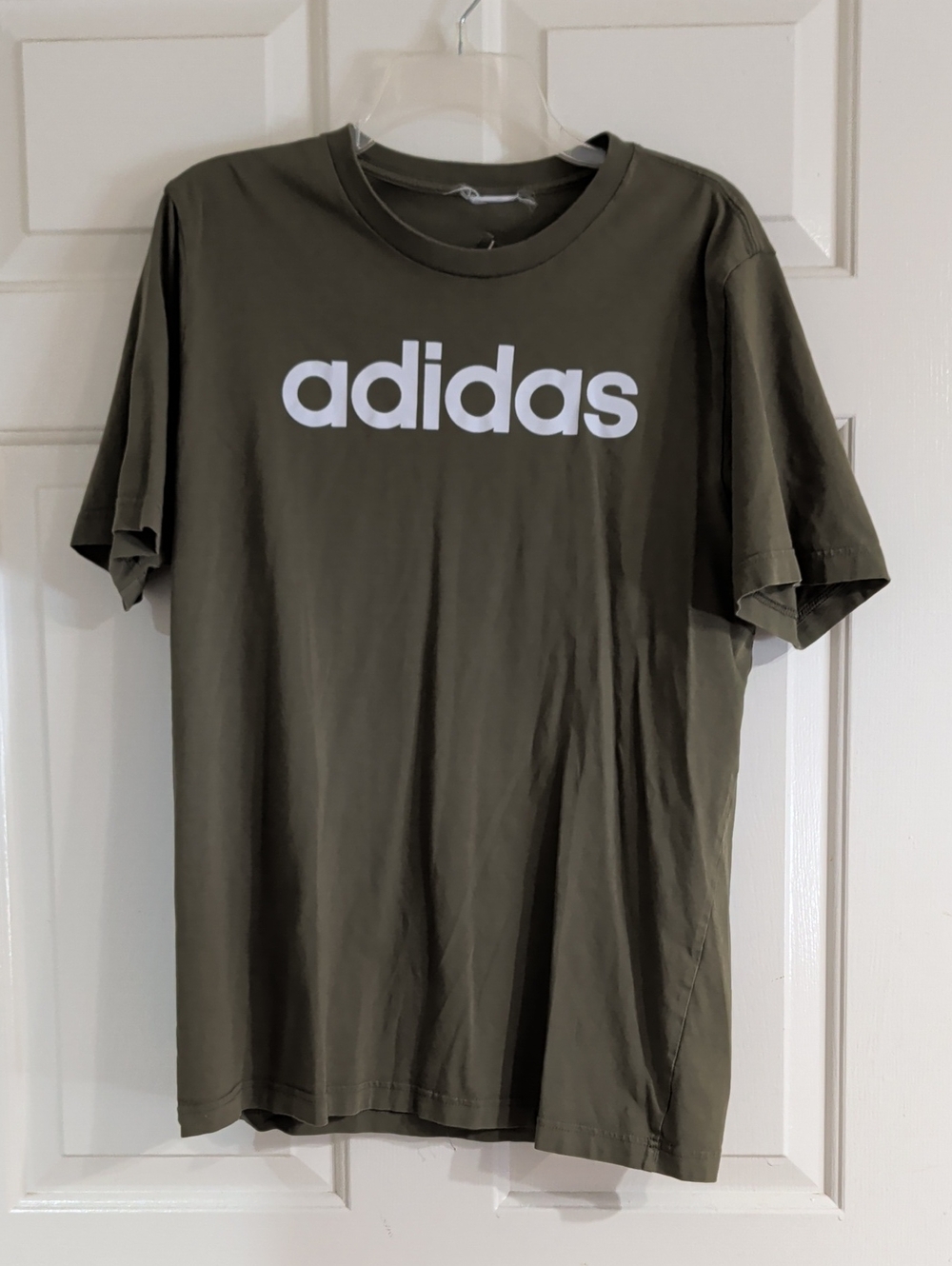 adidas Olive Green Short Sleeve Logo Tee Men's Large
